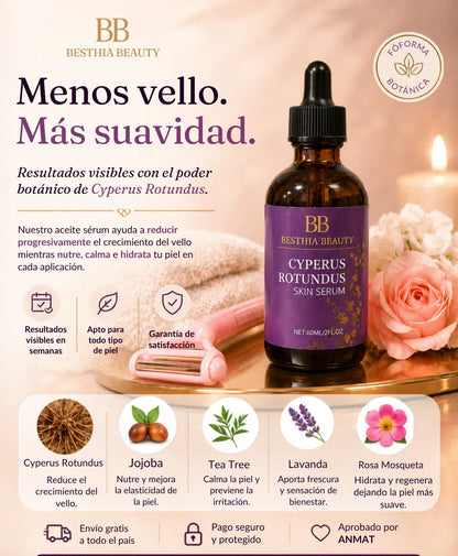 Aceite de Cyperus Rotundus 60ml | Inhibe el crecimiento del vello