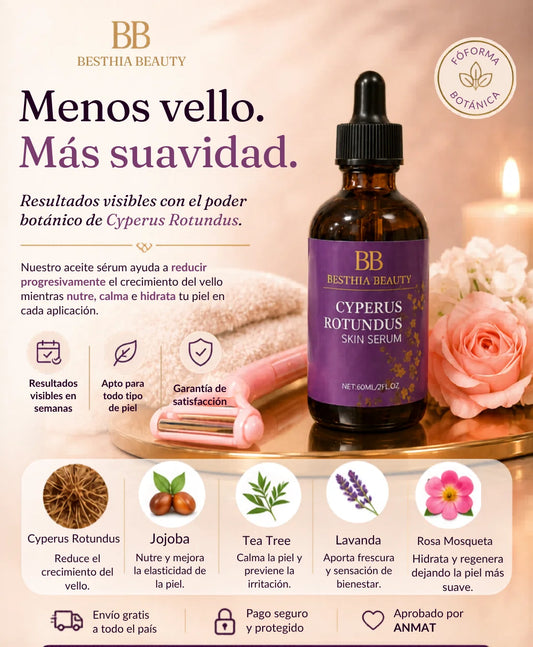 Aceite de Cyperus Rotundus 60ml | Inhibe el crecimiento del vello